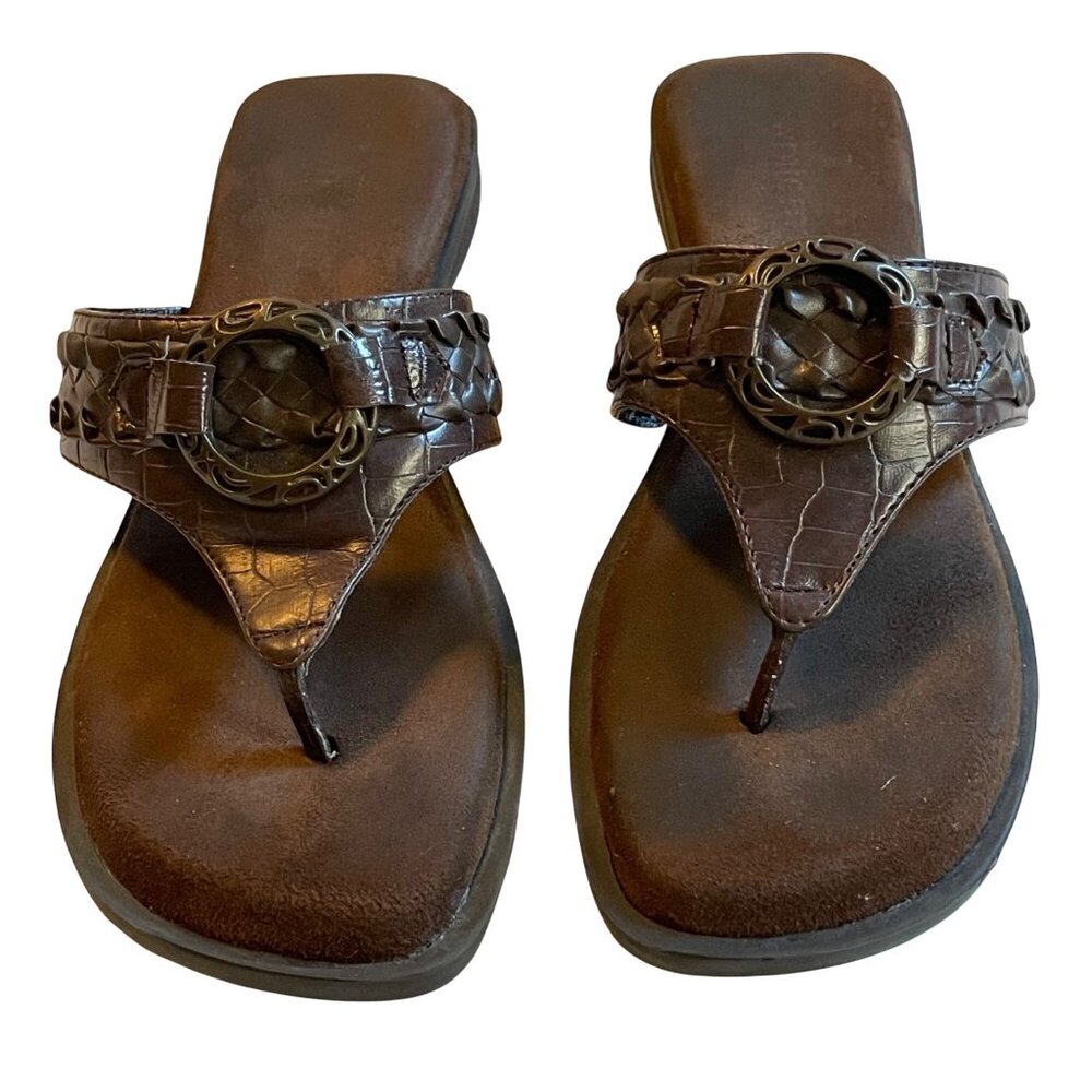White Mountain Womens Size 6 Bentley Brown Braided Toe Post Sandals